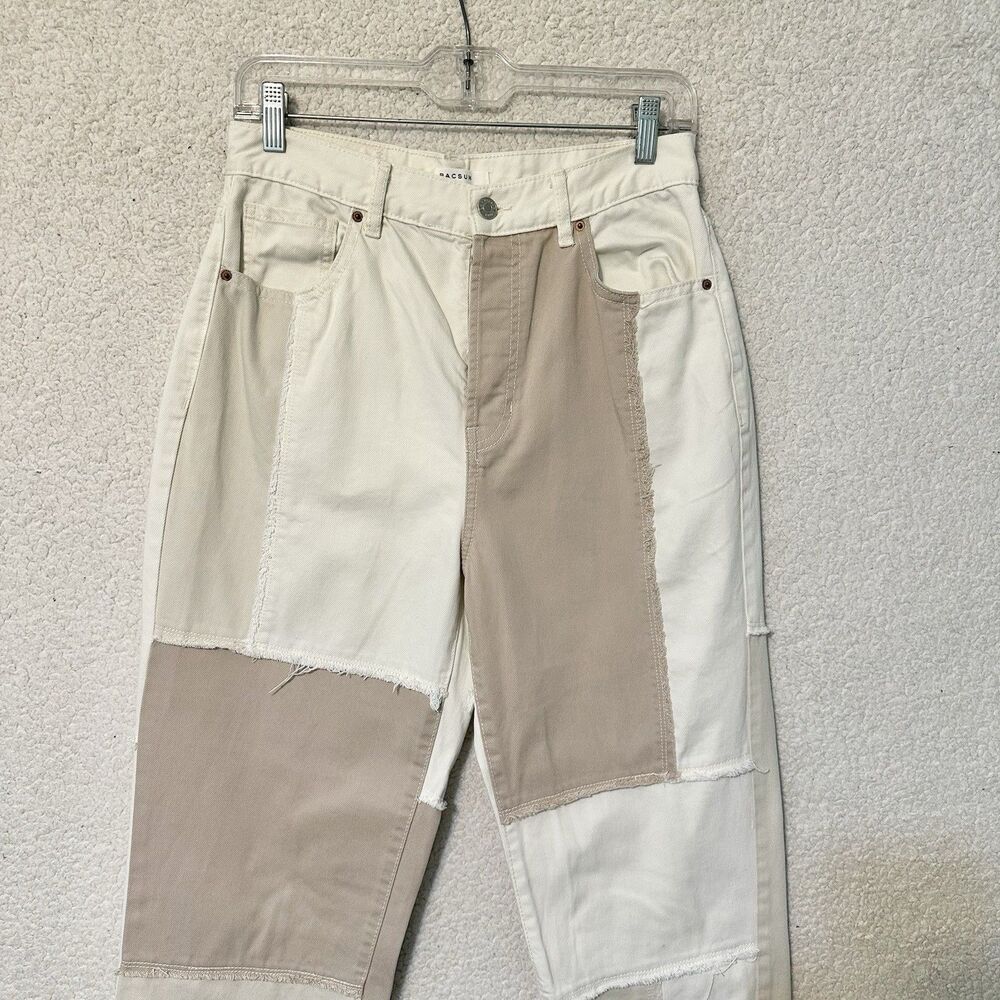 Pacsun Women’s 28 Dad Jeans Patchwork Jeans Slim Taper Multicolor Beige - Picture 7 of 16
